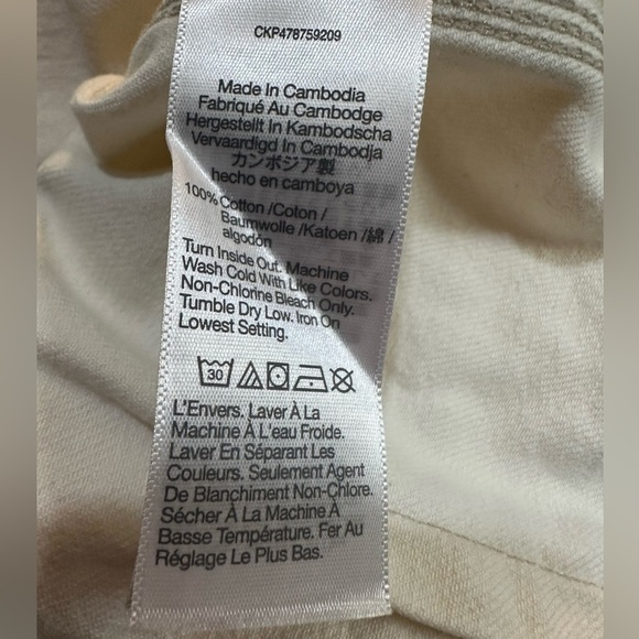 Madewell Denim Pleated Cropped Button Up Shirt Ivory Small - Picture 8 of 9